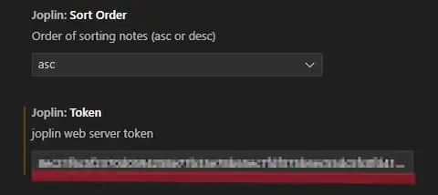VSCode Joplin Tokenを貼り付け